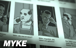 Ausschnitt eines Comics im Rahmen der Lecture Performance "Myke".