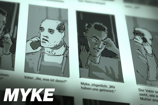 Ausschnitt eines Comics im Rahmen der Lecture Performance "Myke".