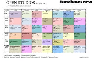 Stundenplan Open Studios Erwachsene Stand 28.08.